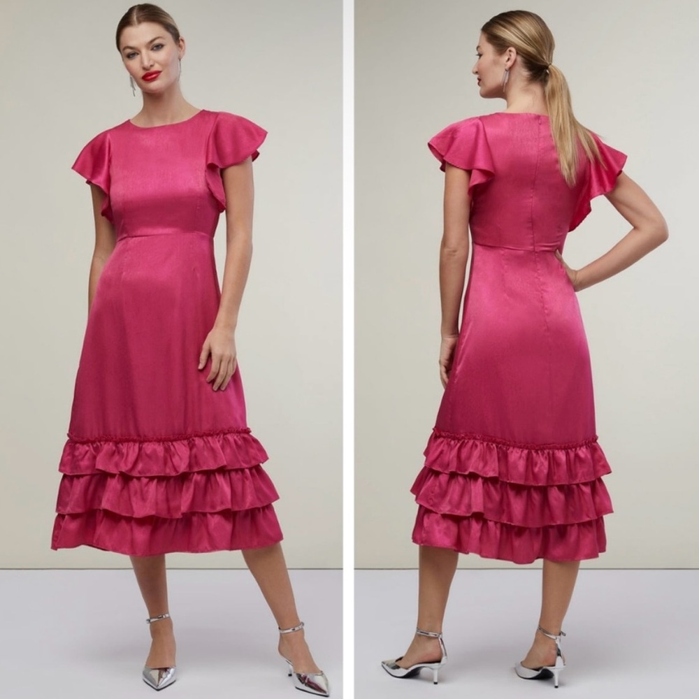 Rachel Parcell Pink Ruffle Midi Dress NWT